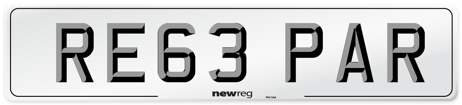 RE63 PAR Number Plate from New Reg